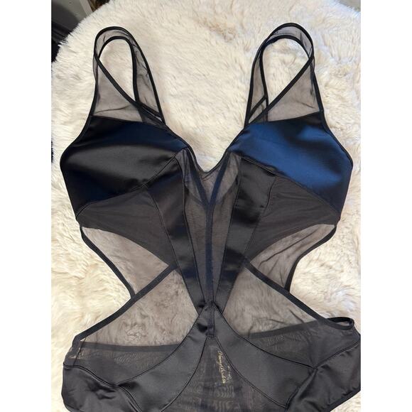 RARE🔥 Honey Birdette VESNA🖤 Black Mesh Panel Bodysuit Medium - Picture 3 of 6